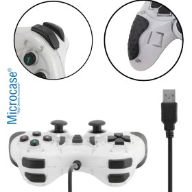 Resim Microcase USB Kablolu Çift Titreşimli Pc Konsol Oyun Kolu Gamepad Joystick -AL4630 YK6005 