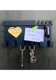 Resim Lazer Notluklu Anahtar Askısı Mat Siyah Mat Siyah 