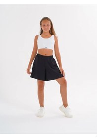 Resim Cupro Ramie Yazlık Oversize Kısa Lastikli Etek-şort 443650013 Siyah 