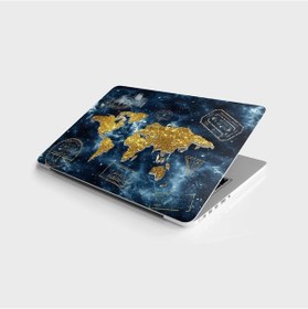 Resim Laptop Sticker Bilgisayar Notebook Pc Kaplama Etiketi Altın Dünya 