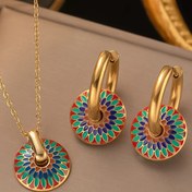 Resim Şık ve Zarif Yeni Çin Tarzı Vintage El Boyalı Renkli Damla Sır Küpe Kolye Benzersiz Tasarım Basit Moda Yüksek Kalite Takı Seti 