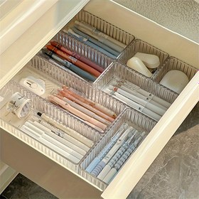 Resim Bölmeli Şeffaf Masa Düzenleyici Set - Ofis Malzemeleri, Banyo & Makyaj Masası Temel İhtiyaçları için Kolay Erişimli Çekmece Depolama 