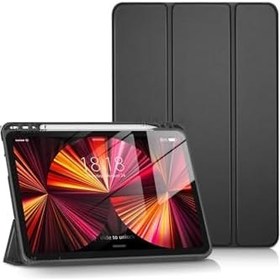 Resim M.TK moveteck İpad Pro 11inç M4 2024 ile Uyumlu Kılıf Akıllı Smart Uyku Modlu Pen Kalem Bölmeli Katlanabilir Standlı, Siyah, Tek Ebat, KalemBölmeliSmart-11pro2024-siyah 