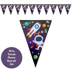 Resim Uzay Temalı Flama Bayrak Set Süs Tüm Yaşlar 