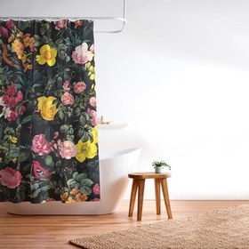 Resim Society6 Burcu Korkmazyurek Çiçek ve Kuş Desenli Duş Perdesi, 182,88 cm x 175,32 cm, Çoklu 