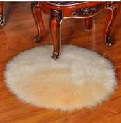 Resim Youtek Yün Görünümlü Yuvarlak Halı - 60 Cm Çap, Oturma Odası Ve Yatak Odası İçin Lüks Dekorasyon 