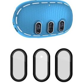 Resim Pazly Meta Quest 3 Kılıf + Titanyum Cam Film + Vr Kulaklık Aksesuarları - Mavi/siyah Silikon Kapak Mavi / Siyah 