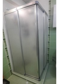 Resim Girayduşakabin 80x90 Parlak Profil Mika Köşe Girişli Kabin Gümüş 