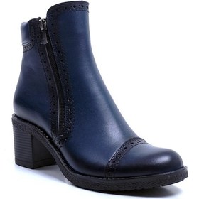 Resim Lacivert Kadın Hakiki Deri Topuklu Bot 074.602 Lacivert 