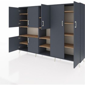 Resim Hyperion Dolap 13 Raflı 7 Kapaklı 220x44x163 Antrasit-antrasit/ça Antrasit-antrasit/çam 