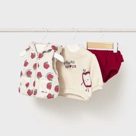 Resim Mayoral Kışlık Kız Bebek Şort Bluz Yelek 3'lü Set Kırmızı - Kırmızı / 4-6 Ay 