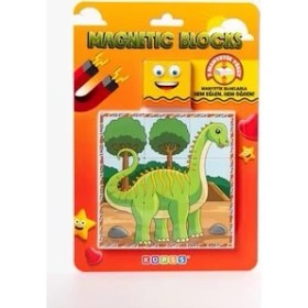 Resim Hype Store Manyetik Blok Çift Taraflı 9 Parçalı Mıknatıslı Dinozor Puzzle - 2 Görsel Yapboz 