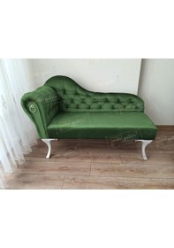 Resim Dekoratif Bihter Koltuk Josefin Puf 130 Cm Beyaz Ayak Yeşil 