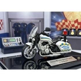 Resim Farbu Oyuncak Çek Bırak 1:12 Ölçekli Sesli ve Işıklı Polis Motosikleti - 15 cm Oyuncak Motor 