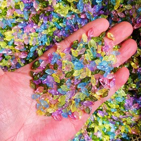 Resim 200 Adet Şeffaf İridiscent Akrilik Yaprak Boncuk - 10mm/0.39" Delikli Mini Yaprak Şekilli El Sanatları Boncukları, Çok Renkli (Pembe, Mavi, Yeşil, Sarı, Mor) DIY Yapımı, Anahtarlık, Çelenk, Düğün Dekorasyonları İçin 