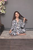 Resim Stil Moda Çoçuk Düğmeli Pamuklu Pijama Takımı 