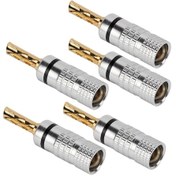 Resim Geeroyoo 5 Adet 4mm Gümüşe Sertleştirilmiş Altın Kaplama Dişli Tipi Muz Plugı - Kaynaşmasız Ses Sistemi Bağlantı Elemanı - 12-18 Awg Tel Uyumlu - Kapatıcı Tip - Siyah 