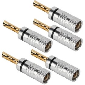 Resim Geeroyoo 5 Adet 4mm Gümüşe Sertleştirilmiş Altın Kaplama Dişli Tipi Muz Plugı - Kaynaşmasız Ses Sistemi Bağlantı Elemanı - 12-18 Awg Tel Uyumlu - Kapatıcı Tip - Siyah 