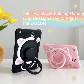 Resim TEKNETSTORE Apple Ipad 8. ve 9. Nesil 10.2 Inç 2020 / 2021 Uyumlu Kedi Kılıf Standlı Eğlenceli Koruma 