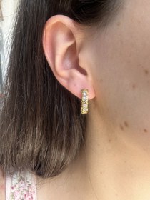 Resim Zirkon Taş Detaylı Halka Küpe 