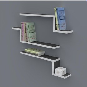 Resim Kenzlife Kitaplık Mediha 015 060 20 3 Gri Duvar Rafı 