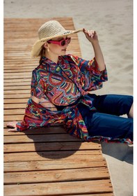 Resim Remsa Mayo Remsa Tesettür Mayo Üzerine Tek Kaftan Kimono Pareo Lacivert01 Rp029 Tuna Lacivert01 