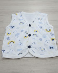 Resim VOY KİDS Erkek Bebek Gökyüzü Baskıılı Fitilli 3-6-9-12-18-24 Aylık Penye Bebek Yeleği 