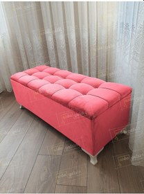 Resim Yeni Model Lüks Çizgi Kapitoneli Sandıklı Puf Bench 120 Cm Pembe 