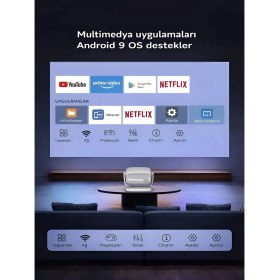 Resim APR01 4K UHD Akıllı Taşınabilir LED Projeksiyon Cihazı Full Hd 2.4+5g Wi-Fi Ev Sineması Projeksiyonu 