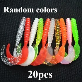 Resim 20 adet Yumuşak Silikon Balıkçılık Yemleri, Kurşun Başlıklı - Spiral Kuyruk Tasarımı, 3.5cm, 5.5cm, 7cm - Bass ve Alabalık için Gerçekçi Yem, PVC-Free, Tatlı Su Balıkçılığı için İdeal, Spiral Jigging Yemleri 