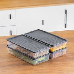 Resim 1101 4 Lü Dikdörtgen No-Frost Derin Dondurucu Çok Amaçlı Yiyecek Saklama Kabı Seti 