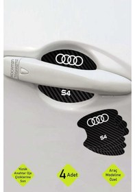 Resim Audi S4 İçin Karbon Çizik Önleyici Özel Tasarım Şık Kapı İçi Folyo Seti S4 Yazılı 4 Adet 