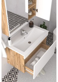 Resim Teta Home Mersin 80 Cm Mdf Banyo Dolabı Seti Atlantik Çam-beyaz Atlantik Çam - Beyaz 