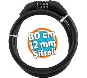 Resim Şifreli Bisiklet Kilidi 80 cm Halat Zincir Çelik Kilit Çap 12 mm Ø Hırsız Önleme Güvenlik 1 Adet 