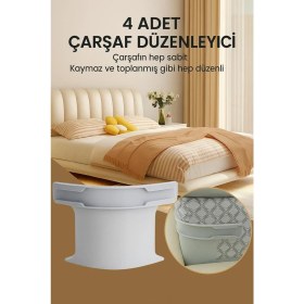 Resim Çarşafmatik 4 Adet Çarşaf Düzenleyici Görünmez Nevresim Çarşaf Kilidi Organizeri 