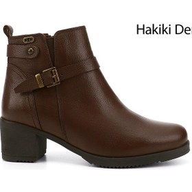 Resim Gönderi(R) Gönderi R Kadın Kahve Floter Fermuarlı Kalın Topuklu Hakiki Deri Bot Gkzb13448491 Kahve 