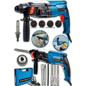 Resim Stanrayf Alman 9800 W Güçlü Kırıcı Delici Hilti Matkap 2,35 mm Anahtarsız Mandren ile Yedek Uçlar 