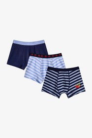 Resim Mavi Erkek Çocuk Çizgili Crab 3'lü Boxer - Mavi / 12+ 