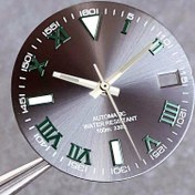 Resim 29mm Gri Sunburst Saat Kadranı Yüzü Fit için NH35NH36 Yeşil Roma Rakamları Endeks El Seti Saat Parçaları Aksesuarları 