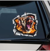 Resim Vahşi Kaplan Kendinden Yapışkanlı Çıkartma Araba Plakası Su Geçirmez Oto Dekorları F-20cm-longest Side 