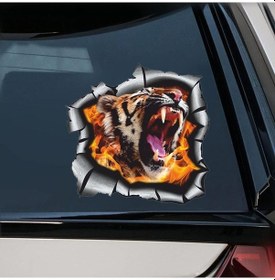 Resim Vahşi Kaplan Kendinden Yapışkanlı Çıkartma Araba Plakası Su Geçirmez Oto Dekorları H-20cm-longest Side 