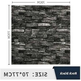 Resim Opulentliving 3d Kendinden Yapışkanlı Duvar Paneli - 70x77cm Siyah Pe Köpük, Mutfak & Oturma Dekoru Siyah 