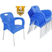 Resim Özel Yapım 4 Adet Metal Ayaklı Plastik Sandalye 
