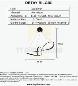 Resim Tt002-Sy Tt Aydınlatma Papyon Modeli Mat Siyah Led Avize 