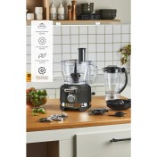 Resim Retro Mutfak Robotu, Matte Siyah Tasarım, Çok Fonksiyonlu, Şık ve Pratik Kullanım Sağlar. 