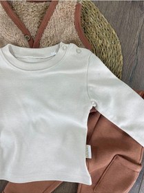 Resim Bebicix Yandan Cep Detaylı Peluş Yelekli Erkek 3lü Takım Kahverengi 