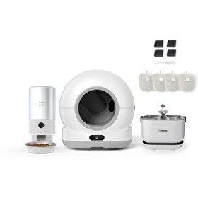 Resim Xenon Smart Akıllı Kamerasız Kedi Tuvaleti Çelik Kaseli 5 LT Mama Kabı Akıllı Su Pınarı ve Filtre 4'lü Pet Seti 