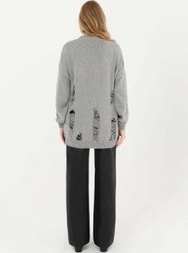 Resim Soul Kadın Yırtıklı Triko Tunik - 32034TUN - GREY 