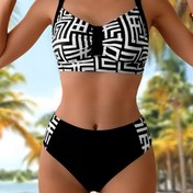 Resim Avrupa ve Amerika'nın Yüksek Bel Bölünmüş Bikini Mayo Kadınlar için Yeni Plaj Mayo'su 