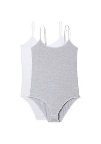 Resim 2 Adet İp Askılı Kadın Çıtçıtlı Body Beyaz Ve Gri Çok Renkli 